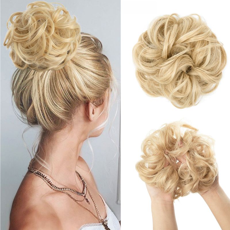 wig female flower bud ball head chemical fiber invisible fluffy natural long beard wig hair ring_voghion.com