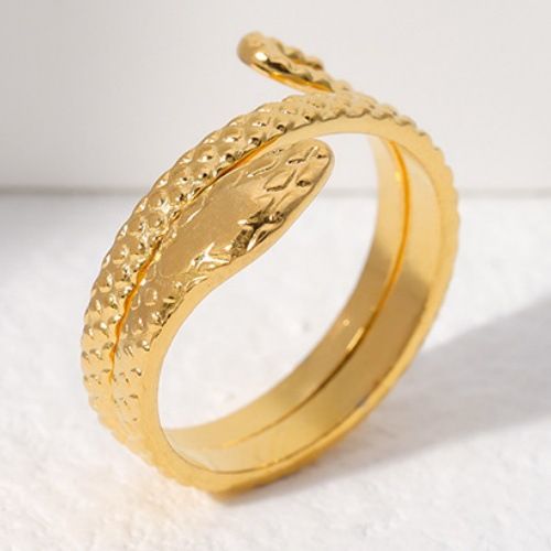 Offener Schlangenring aus Edelstahl für Damen, dunkler Gothic-Stil, lichtbeständig, Nischendesign, High-End_voghion.com