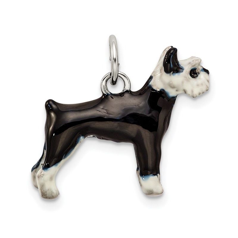 Sterling Silver Enameled Schnauzer Charm_voghion.com