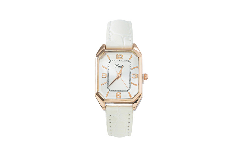 Fashionable square digital with women's leather strap and quartz watch_voghion.com