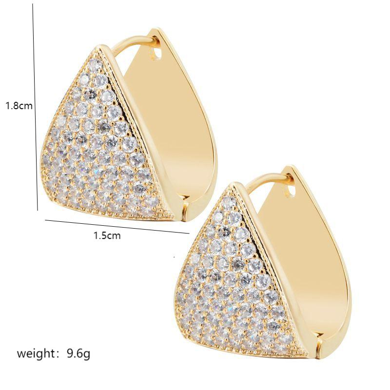 Elegant and Luxury Festival Earrings with Geometric Triangle Inlaid Zircon Metal Style Earclip Fashionable and Exquisite Versatile Earrings_voghion.com