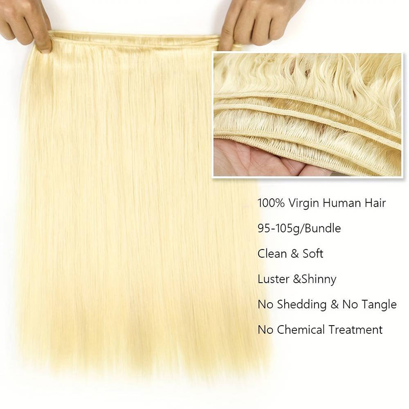 1 pz fascio di capelli umani STW capelli lisci 100g capelli lisci lisci capelli giallo chiaro I capelli umani al 100% possono essere permanentati e tinti_voghion.com