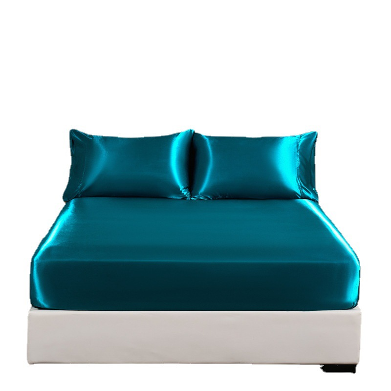 Vierteiliges Set aus reiner Satinseide in reiner Farbe, einfache Laken, Matratzenbezüge, Kissenbezüge und Bettwäsche_voghion.com