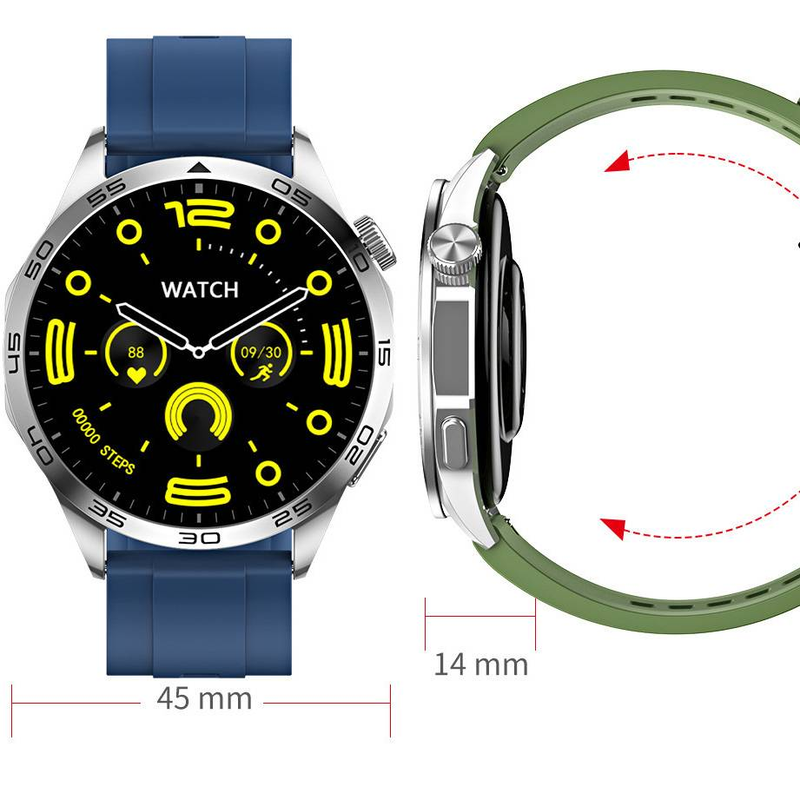 Fashion smart watch GT4 round screen smart watch HD full touch bluetooth call leisure business sports_voghion.com