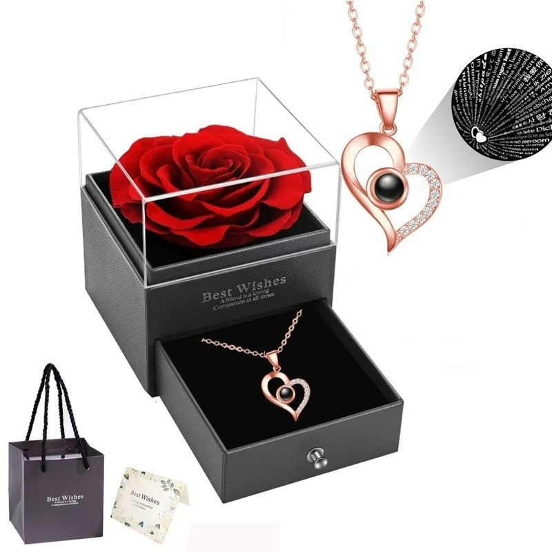 Set di gioielli da donna Collezione alla moda e calda può proiettare regalo di San Valentino collana a forma di cuore di pesca catena per clavicola femminile_voghion.com