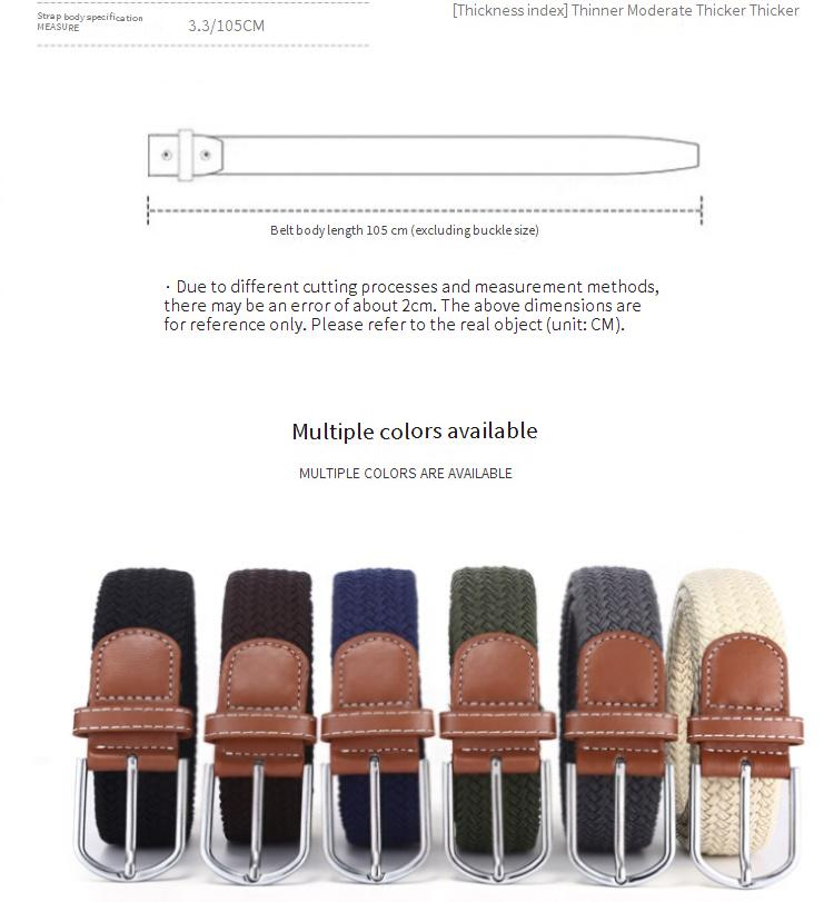 Populära herr- och dambälten Flerfärgade andningsbara vävda elastiska kanvasbälten med nålspänne och elastiskt casualbyxbälte_voghion.com