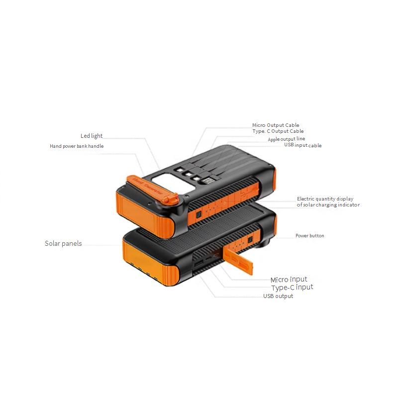 Outdoor Camping With Built In Wire Hand Cranked Solar Mobile Power Supply 30000 MAh Large Capacity Power Bank_voghion.com