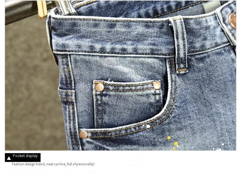 Jeans da uomo, pantaloni estivi, vestibilità slim, tendenza retrò, pantaloni lunghi casual primaverili e autunnali._voghion.com