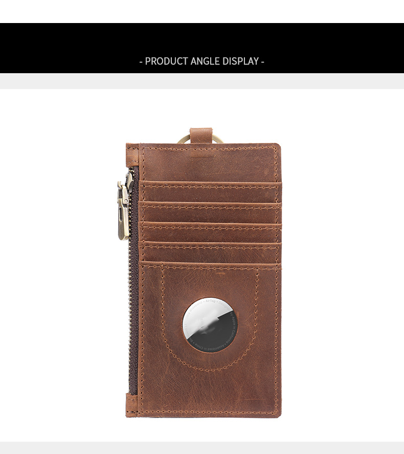 New Crazy Horse Leather Men's Card Holder With Multiple Card Layers, Vertical Card Holder, Airtag Positioning Wallet_voghion.com