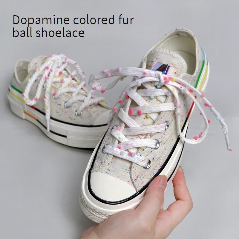 Lacci per scarpe in lana Dopamine all'ingrosso, lacci colorati adatti per scarpe di tela da donna, sneakers, scarpe bianche arcobaleno_voghion.com