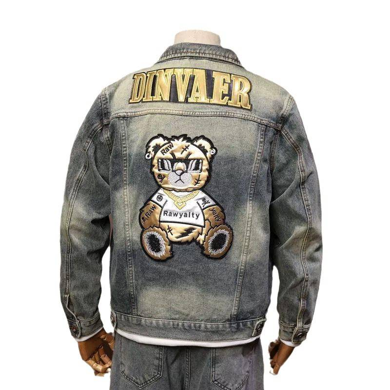 Men's Denim Jacket Retro Slim Fit Stand Collar Zip-Up Workwear Coat For Motorcycle Riding & Casual Wear (Blue, S-3XL)_voghion.com