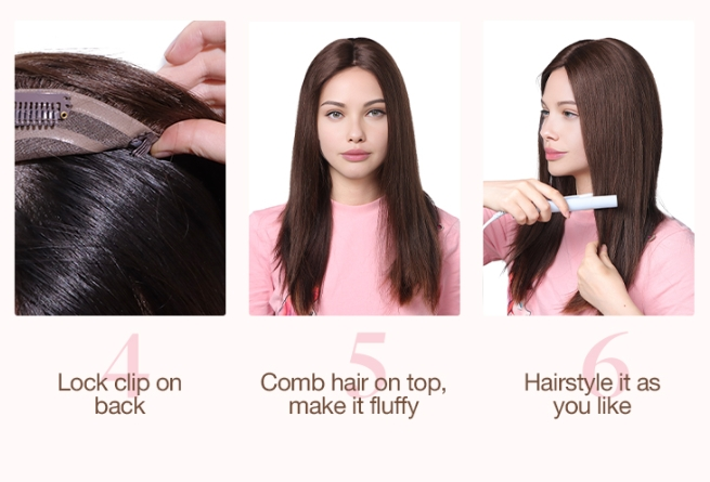 Topper per capelli 100% umani con centro in pizzo resistente per donne, 4 clip in topper, colore nero naturale #NC, lunghezza dei capelli 12 pollici_voghion.com