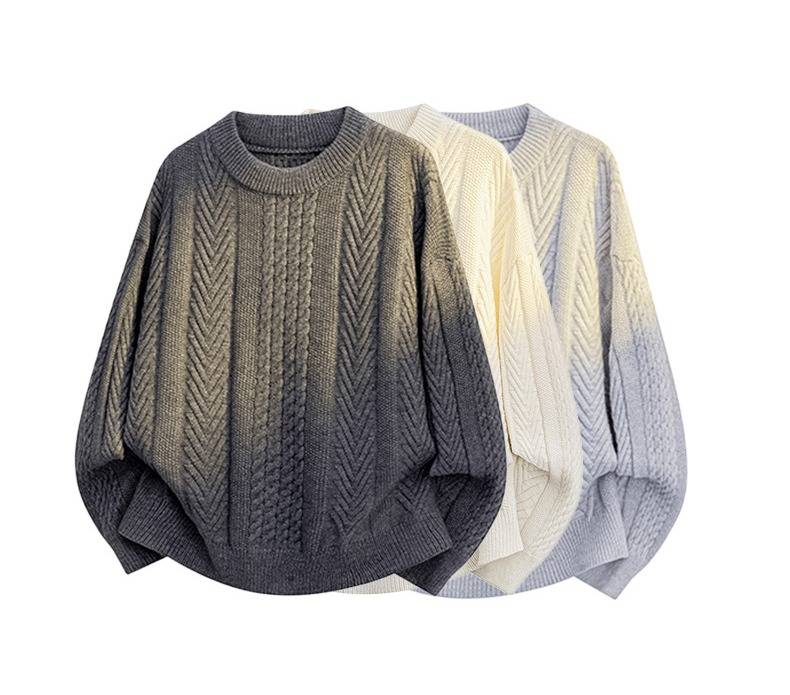 Unisex Cable-Knit Sweater – Oversized Nordic-Inspired Geometric Pullover (M-3XL, 3 Minimalist Tones)_voghion.com