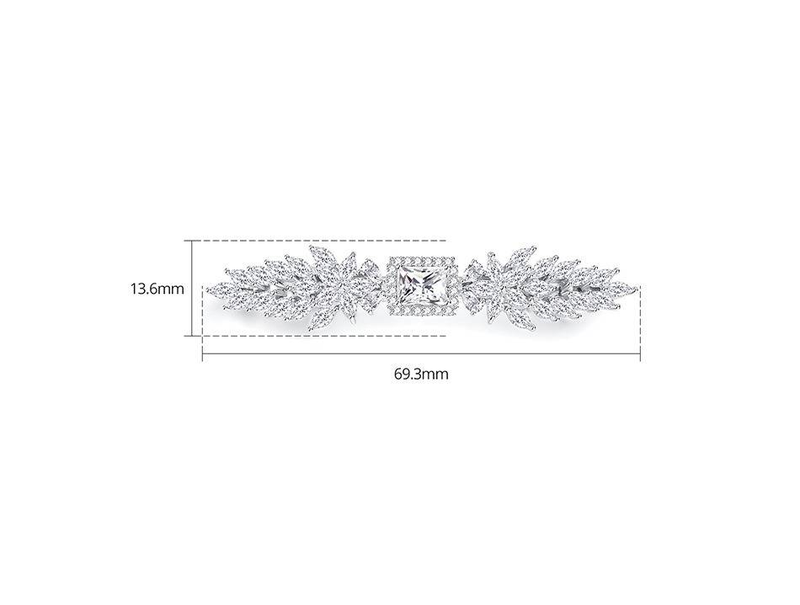 Fermaglio per capelli laterale geometrico in zirconio, elegante gioiello da donna, per ufficio e uso quotidiano, lega di rame di alta qualità con galvanica, semplice ed elegante._voghion.com