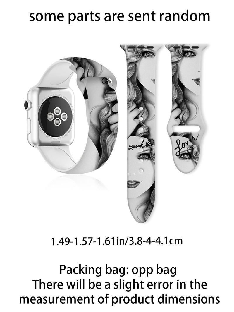 Hot-selling Taylor Swift Printed Silicone Watch Straps, Suitable For Apple 38/40/41, 42/44/45/49 Watch Straps, Halloween And Christmas Gifts_voghion.com