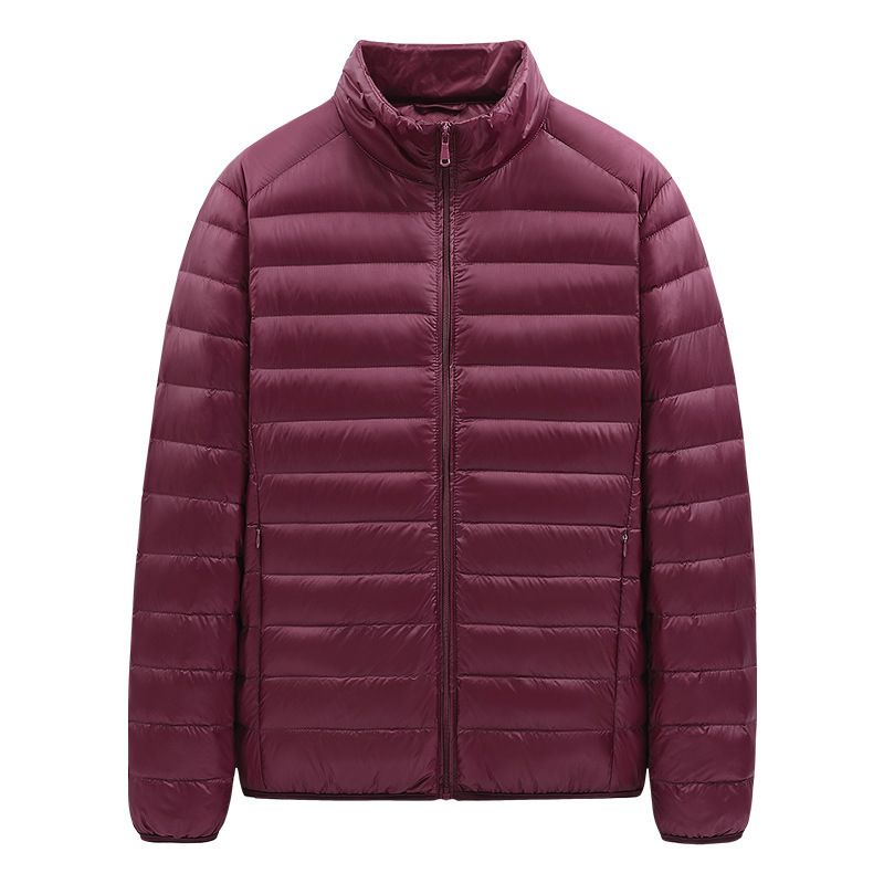 Ultra-Lightweight Packable Down Jacket – 600FP Goose Feather, Stand Collar & Hooded Options, Business Casual Essential (Black/Red/Navy/Blue/Gray)_voghion.com