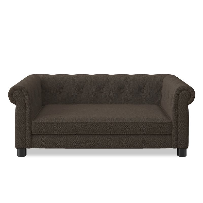 Elegant Rectangular Pet Bed For Small And Medium-sized Dogs, Durable Elevated Dog Sofa Bed, Comfortable Dog Sofa, Modern And Fashionable Linen Fabric Dog Sofa-Dark Brown_voghion.com