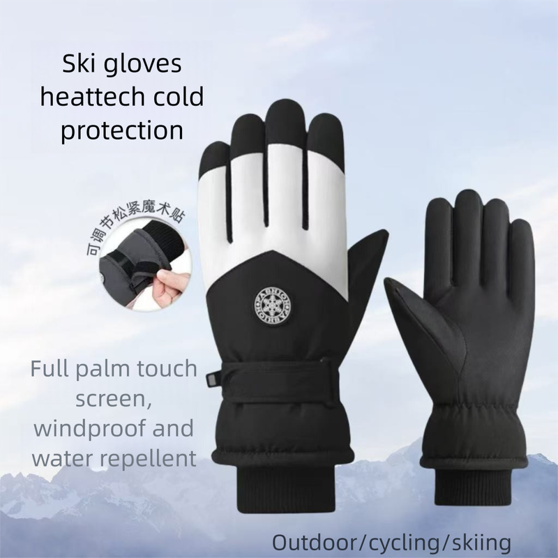 Luvas de ciclismo ao ar livre, à prova de vento, forradas com lã, quentes, resistentes à água e com tela sensível ao toque, para esqui, para homens e mulheres_voghion.com