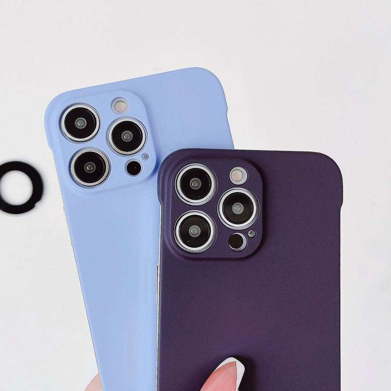 Ultradünne rahmenlose Hartschale für iPhone 14 13 12 11 Pro Mini X Max XS XR 8 7 Plus Candy Color Linsenschutz stoßfeste Abdeckung_voghion.com