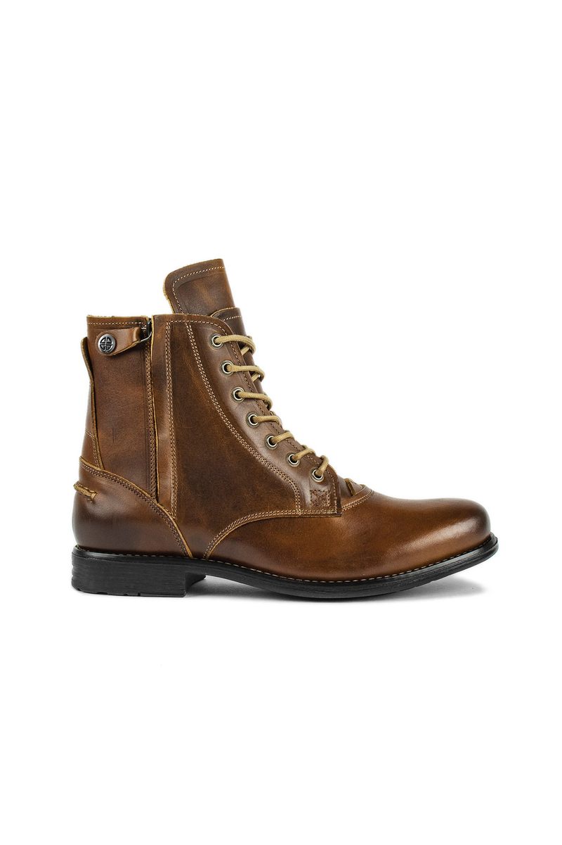 Men’s Shoes Knight Series Polished Two Tone Side Zipper Plus Size Knight Boots Mens Leather Boots_voghion.com
