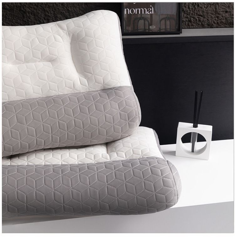 Orthopedic Cervical Traction Pillow With Latex Layer - Breathable Knit Cover, Slow-Rebound Support For Neck Pain Relief & Deep Sleep_voghion.com