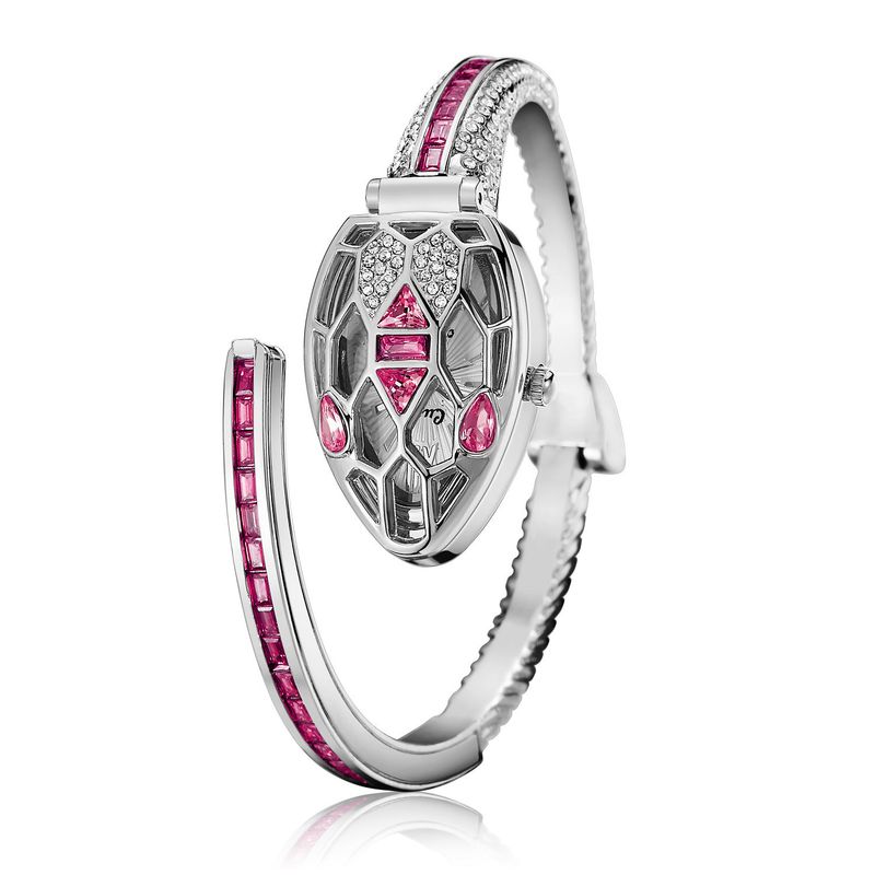 Nieuw met diamanten slang slangvormige armband kwarts open-face horloge_voghion.com