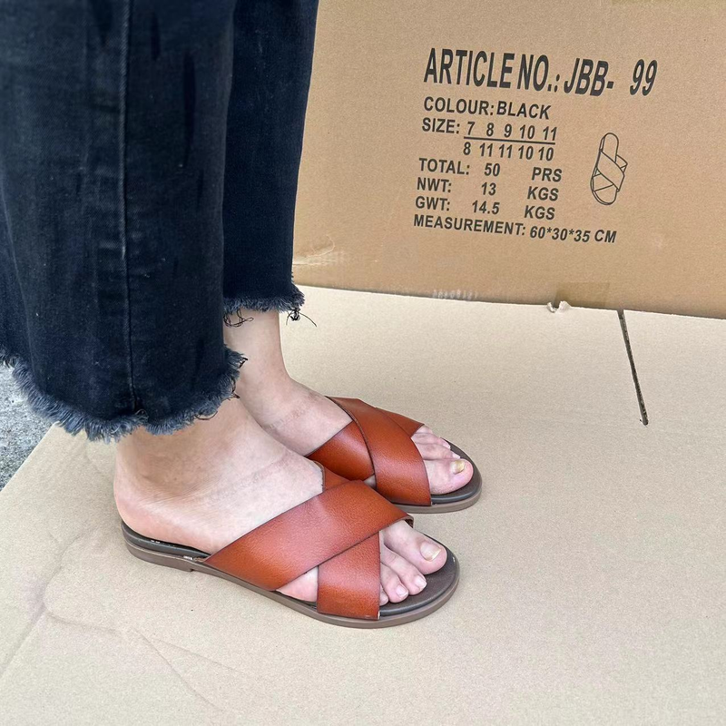 Damenschuhe, einzelne Cross-Face-Damenhausschuhe, bequeme und modische neue Damenschuhe mit Gummisohle_voghion.com