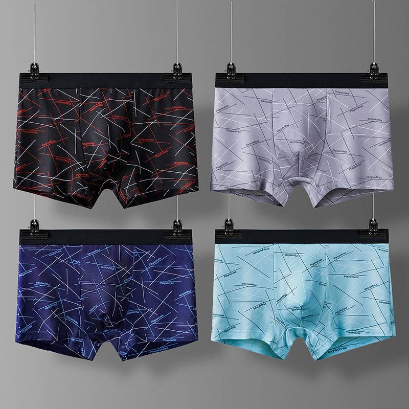 4 szt. Bokserki duże rozmiary bezszwowe bawełniane męskie bokserki letnie cienkie przekrój rozmiar L-4XL_voghion.com