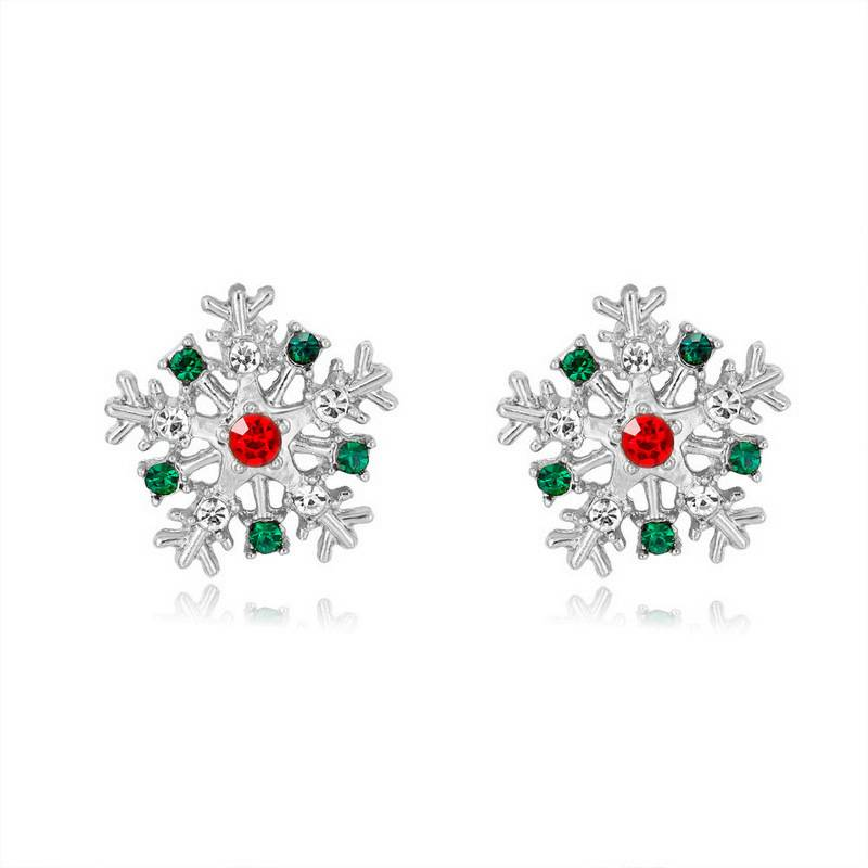 Bijoux de Noël avec boucles d'oreilles flocon de neige serties de diamants, luxe léger, mode haut de gamme, boucles d'oreilles en perles créatives, boucles d'oreilles pour femmesER23Y0765-1_voghion.com