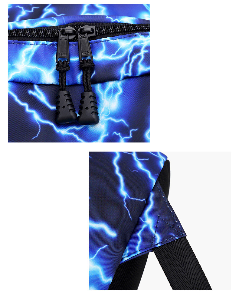 School Bag Middle School Canvas Bag Men's And Women's Travel Printed Backpack Starry Lightning Student Bag_voghion.com