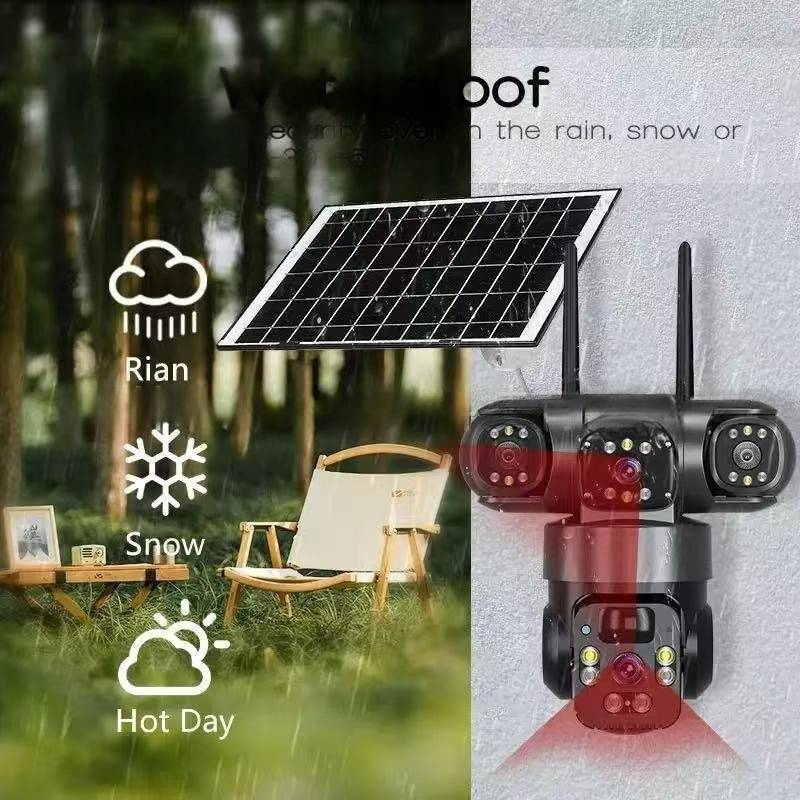 V380PRO Outdoor Security Camera - Solar Powered, 2K HD Color Night Vision, WiFi/4G Dual Connection, Remote Viewing Via Smartphone_voghion.com