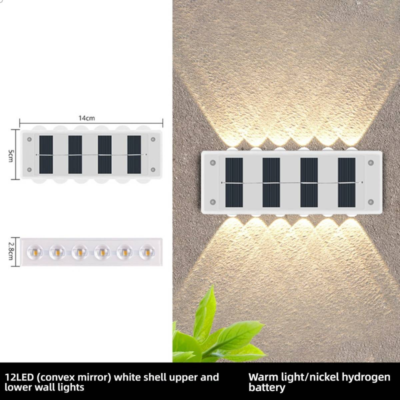 Solar-Wandleuchten für den Außenbereich, wasserdicht, Garten-Villa-Zaunbeleuchtung, LED-solarbetriebene Landschaftsleuchten für Hof, Terrasse, Balkon, Warmweiß/Kaltweiß_voghion.com