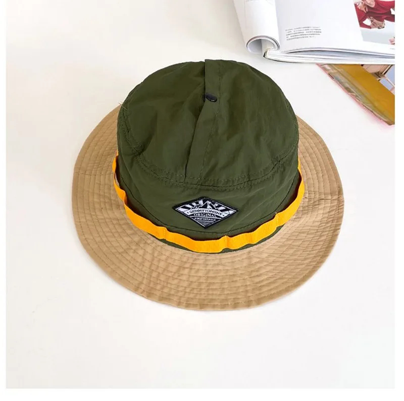 Summer Outdoor Color Blocked Quick Drying Foldable Fisherman's Hat Color Blocked Thin Mountaineering Leisure Sunshade Hat_voghion.com