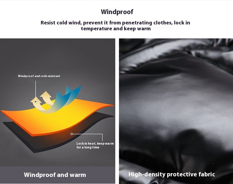 Men's & Women's Short Puffer Jacket With Shiny Finish, 100% White Duck Down, Workwear Style , Windproof & Machine Washable, For Extreme Cold Weather_voghion.com