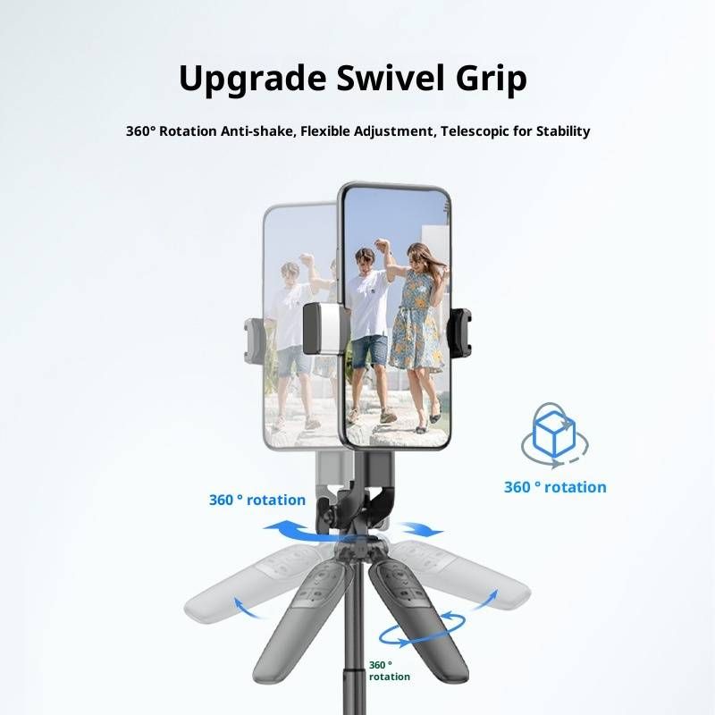 Bluetooth Selfie Stick With Tripod & Fill Light - Anti-Shake Phone Holder For Vlogging, Live Streaming & Outdoor Photography_voghion.com