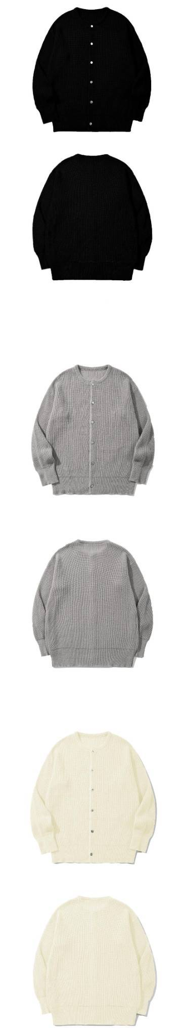 Herren-Strickcardigan in Unifarben | Lässiger Langarm-Pullover mit offener Vorderseite | Locker geschnittener Pullover (Schwarz/Grau/Beige, S-XL)_voghion.com