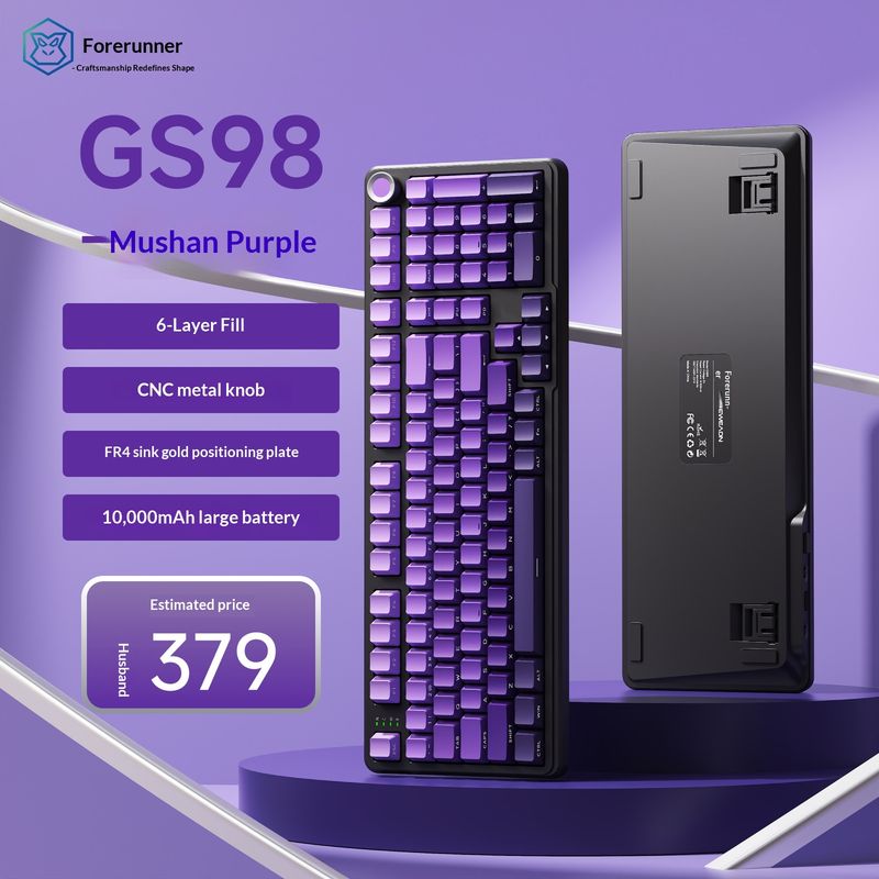 EWEADN GS98 Anpassbare kabellose mechanische Tastatur – Dreifachmodus (Bluetooth/Kabelgebunden/2,4 GHz) mit Hot-Swap-fähigen Ice Cream/Haiqing-Schaltern_voghion.com