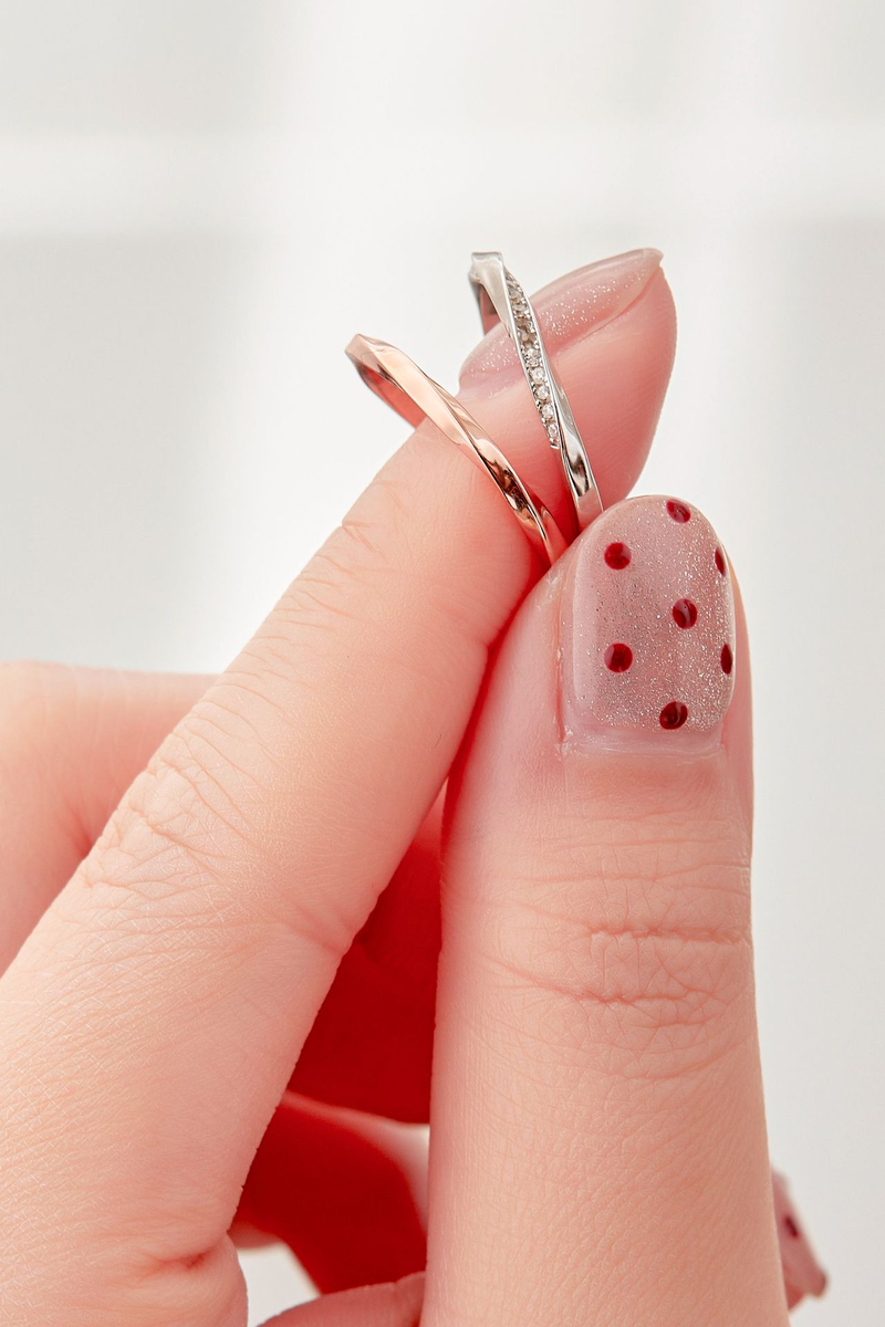 Anello in argento Sterling S999 con diamanti Mobius semplici, coppia di piedi, design unico femminile_voghion.com