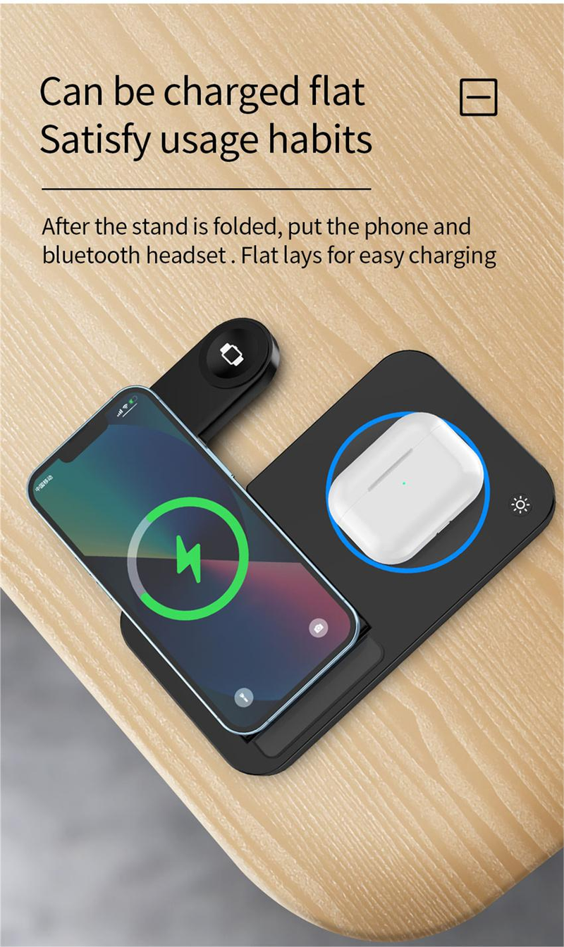 15 W 4 az 1-ben összecsukható vezeték nélküli töltőállomás iPhone 14 13 12 Apple Watch 7/6 készülékhez _voghion.com