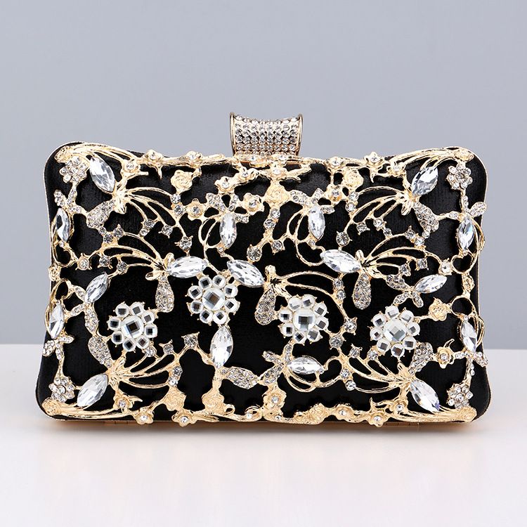 Borsa da sera tempestata di diamanti da donna, pochette versatile per banchetti e occasioni formali_voghion.com