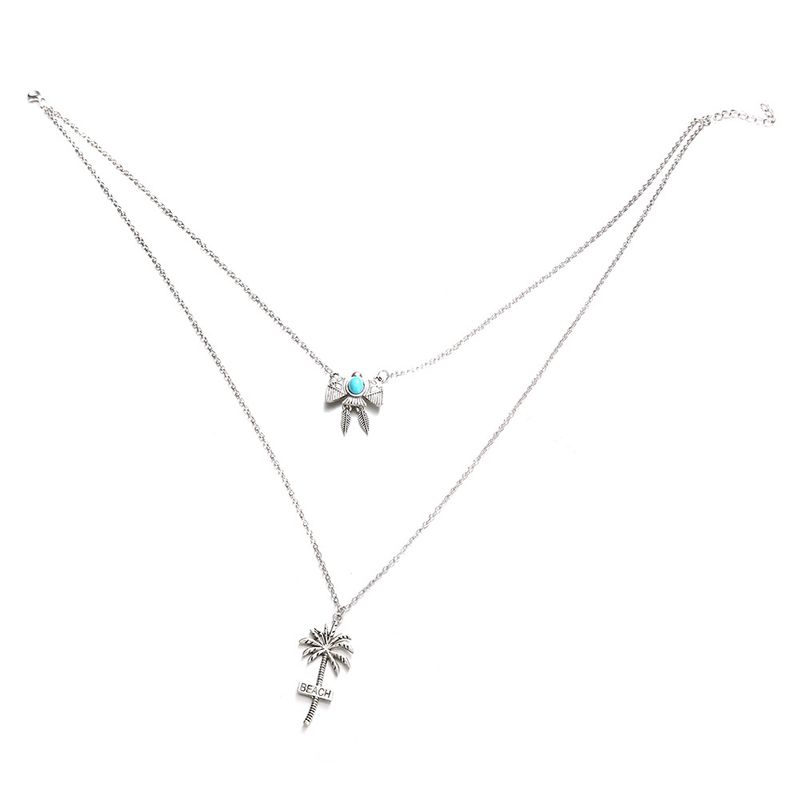 Schmuck Sommerkollektion Hawaiian Fruit Tree Beach Micro Set Türkis Mehrlagige Halskette_voghion.com