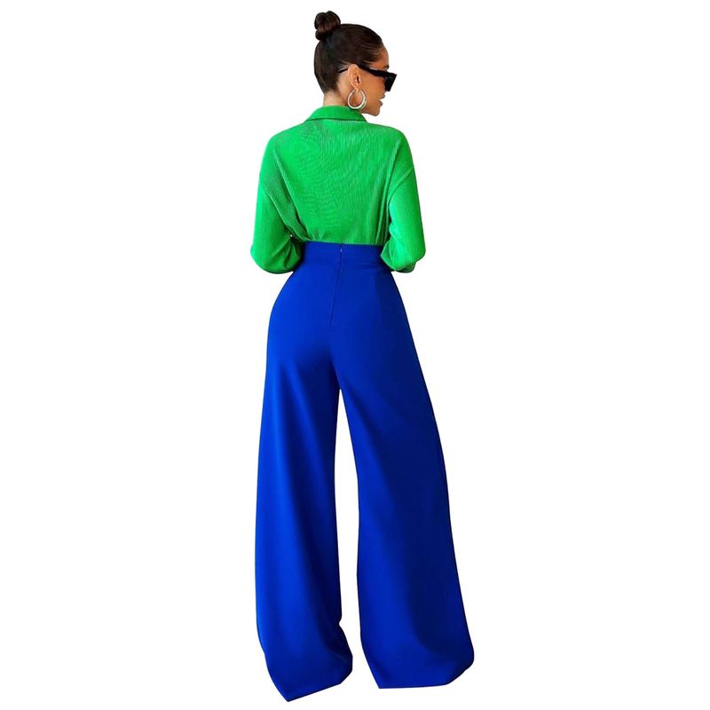 Damenbekleidung, drapiert, locker, schmal, weites Bein, einfarbig, gerader Stil, modische Freizeithose_voghion.com