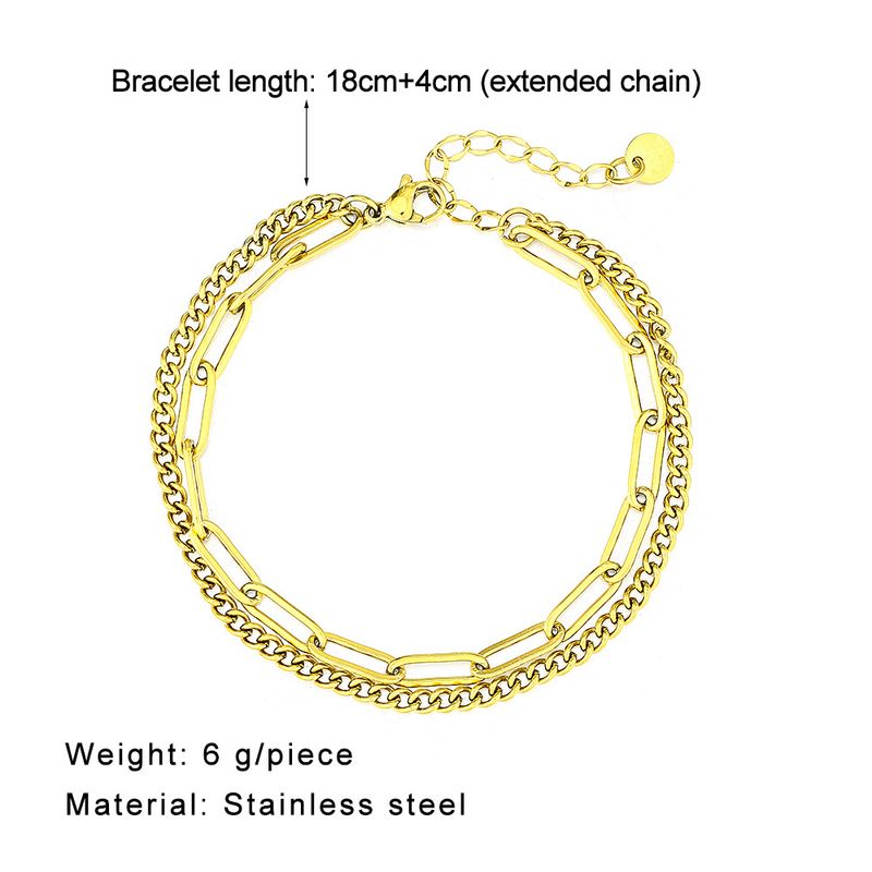 popular personalized trendy men's and women's double-layer chain stainless steel couple diy bracelet Yiwu small commodity_voghion.com
