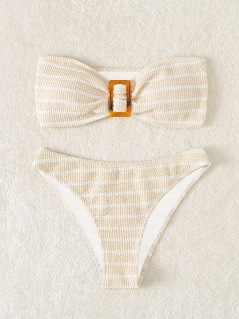 Gestreiftes 2-teiliges Bikini-Bademode-Set für Damen_voghion.com