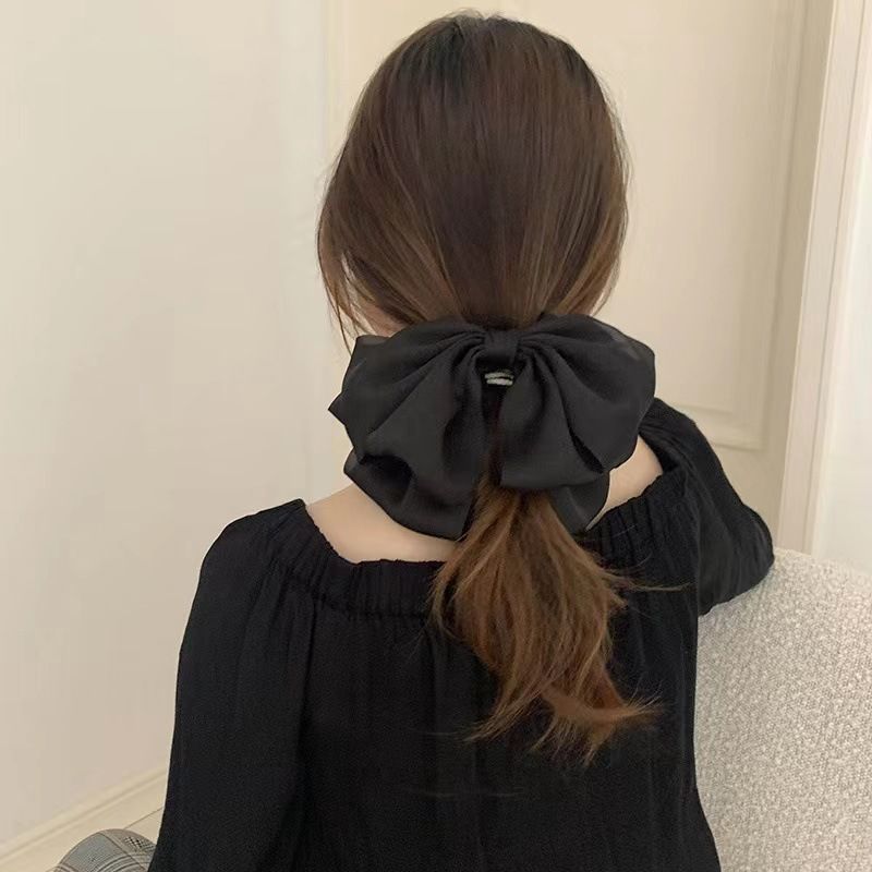 Pince à cheveux avec nœud Pince à cheveux avec gros nœud noir de qualité supérieure Pince à frange pour femme Pince à cheveux avec bord Pince supérieure pour montrer le petit visage_voghion.com