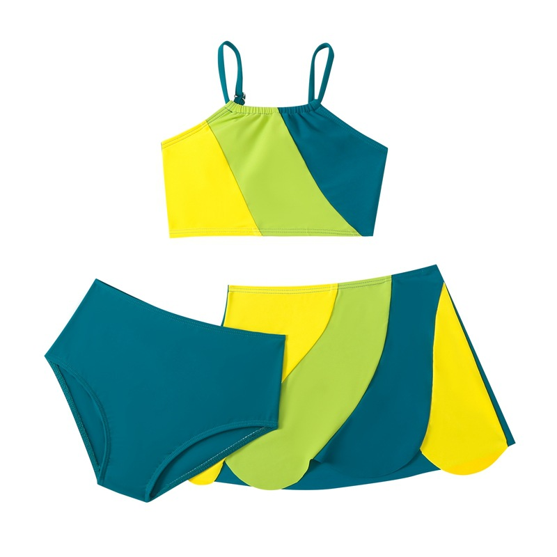 Mère et enfants filles trois pièces robe couleur printemps chaud maillot de bain mignon vêtements de plage maillot de bain pour enfants_voghion.com