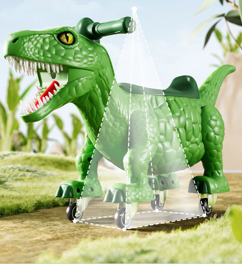 Dinosauro giocattolo per bambini, cavalcabile, con spray, luci, musica, ruote silenziose universali, macchinina a forma di arachidi._voghion.com