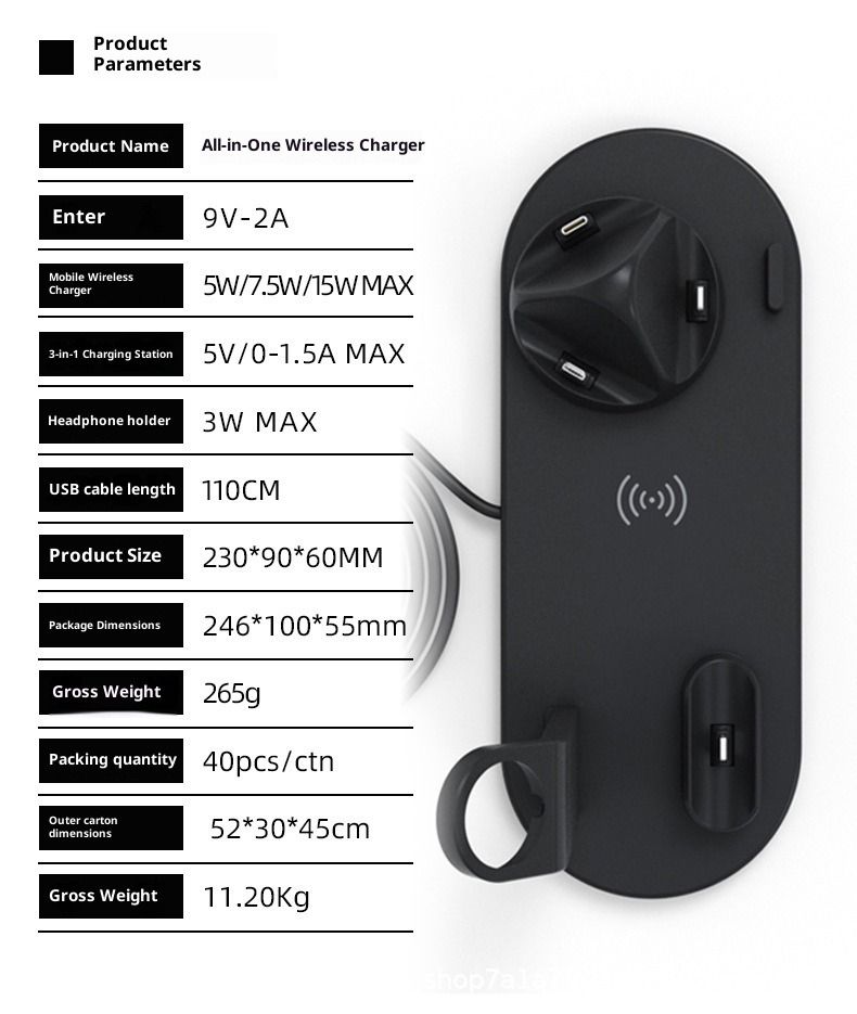 Cross-Border Bestseller Multi-Functional 6-in-1 Wireless Charger Compatible With Apple Phones, Earbuds, And Watches_voghion.com