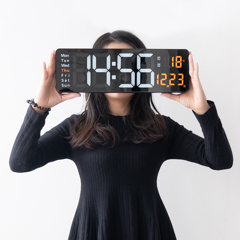 16inch Large Screen Function Display Nordic Digital Simple Living Room LED Wall Clock 6626_voghion.com