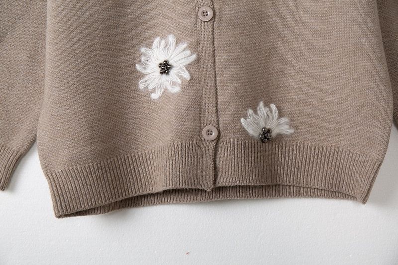 2023 grenzüberschreitender Außenhandel Frühling und Herbst Neuer europäischer und amerikanischer Damen-Langarm-Cardigan mit besticktem V-Ausschnitt-Strickpullover für_voghion.com